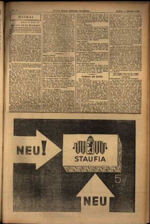 Zweite Ausgabe vom Freitag, den 01. Februar 1929.