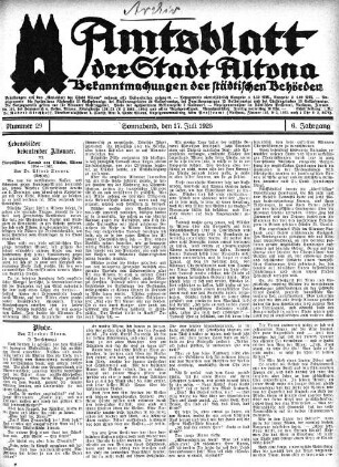 Nummer 29 : Sonnabend, den 17. Juli 1926