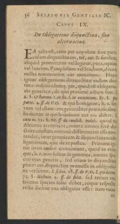 Caput IX. De Obligatione disiunctiva, sive alternativa