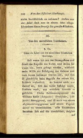 III. Von den moralischen Triebfedern.