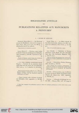 Bibliographie annuelle des publications relatives aux manuscrits à peintures