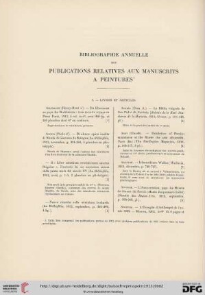 Bibliographie annuelle des publications relatives aux manuscrits à peintures