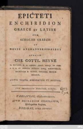 Epicteti Enchiridion Graece Et Latine