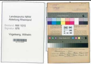 Entnazifizierung Wilhelm Vogelsang , geb. 12.08.1891 (Werkmeister)