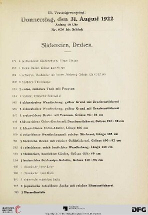 III. Versteigerungstag (Nr. 979-1101)