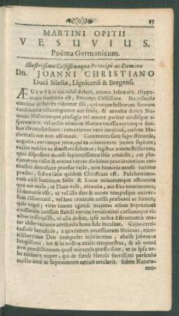 Martini Opitii Vesuvius. Poema Germanicum.