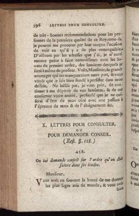 X. Lettres Pour Consulter, Ou Pour Demander Conseil.