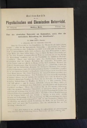 IV. Jahrgang. Drittes Heft. Februar 1891.