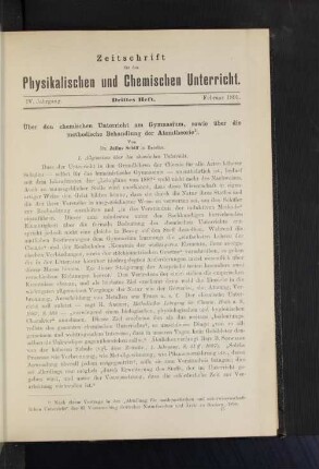 IV. Jahrgang. Drittes Heft. Februar 1891.