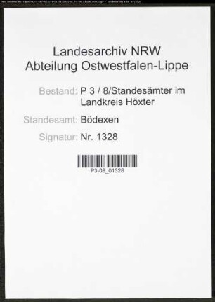 Heiratsregister Standesamt Bödexen