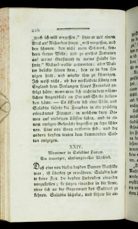 XXIV. Abenteuer in Saladins Harem. Ein trauriger, ahndungsvoller Abschied.