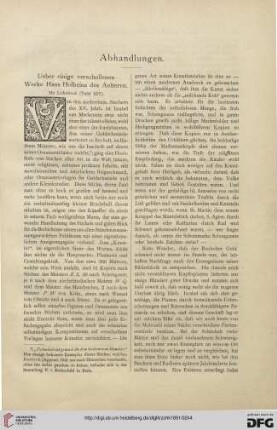 Ueber einige verschollenen Werke Hans Holbeins des Aelteren