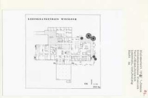 Kreiskrankenhaus Wiesloch (Diplomarbeit bei Peter Poelzig): Grundriss Untergeschoss 1:200