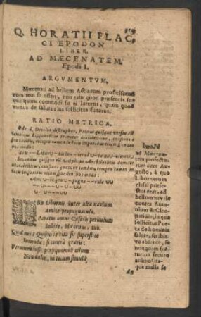 Q. Horatii Flacci Epodon Liber.