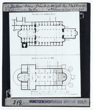 St. Gallen, Kloster,St. Gallen, Stiftkirche,unbekannt, St. Galler Klosterplan (St. Gallen Stiftsbibliothek) : Grundrisse