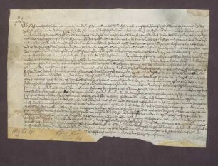 Die fünf Fürsprecher der Bruderschaft ULF in der Kapelle zu Gochsheim beurkunden die zugunsten dieser Bruderschaft geschehene Stiftung einer Jahrzeit durch Ambrosius Schwenser.