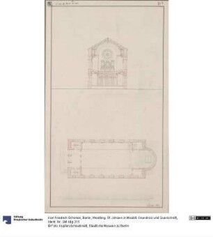 Berlin, Wedding. St. Johann in Moabit. Grundriss und Querschnitt
