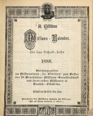 Sankt Ottiliens Missionskalender. 1. 1888