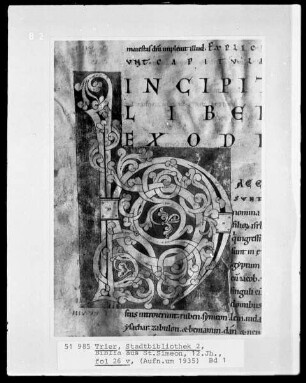 Bibel aus St. Simeon in Trier in zwei Bänden — Initiale H (aec), Folio 26 verso