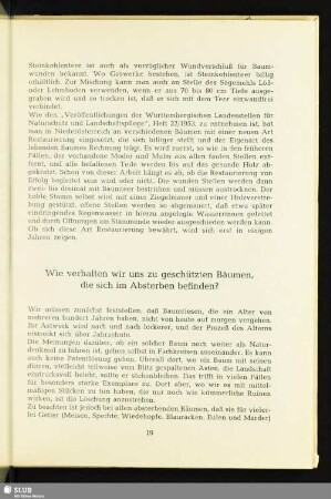 Wie verhalten wir uns zu geschützten Bäumen, die sich im Absterben befinden?