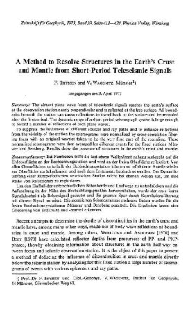 A method to resolve structures in the earth's crust and mantle from short-period teleseismic signals