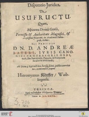 Disputatio Iuridica De Usufructu