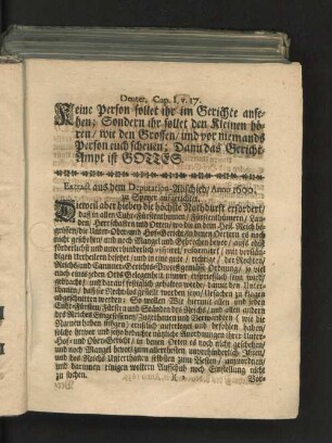 Extract aus dem Deputation-Abschied/ Anno 1600, ...