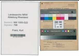 Entnazifizierung Kurt Franz , geb. 29.05.1911 (Kraftfahrer)