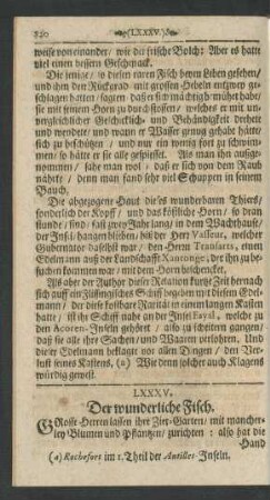 LXXXV. Der wunderliche Fisch.