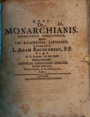 De monarchianis exercitatio philol.