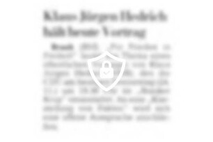 [Name maskiert] Hedrich hält heute Vortrag