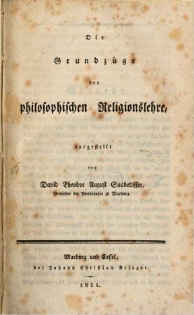 Die Grundzüge der philosophischen Religionslehre