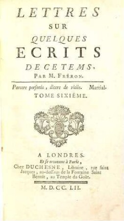 Lettres sur quelques ecrits de ce tems, 6