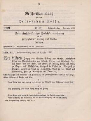21. Notariatsordnung, vom 23. October 1899