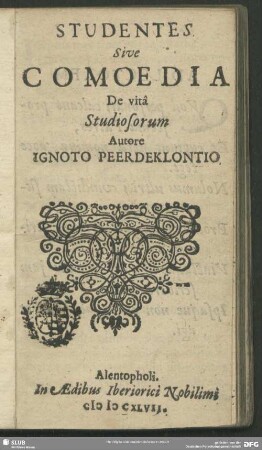 Studentes sive Comoedia de vita studiosorum