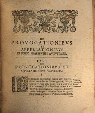 Dissertatio inavgvralis ivridica de provocationibvs et appellationibvs secvndvm privilegia caesarea, statvta et observantiam illvstris reipvblicae Avgvstae Vindelicorvm