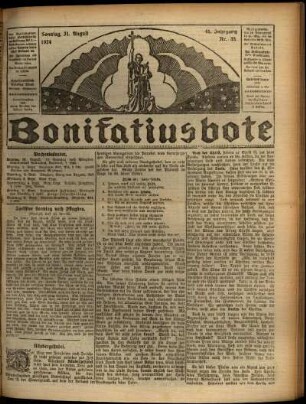 Ausgabe vom Sonntag, den 31. August 1924.