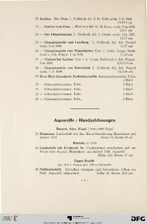 Aquarelle, Handzeichnungen (Nr. 24-44)