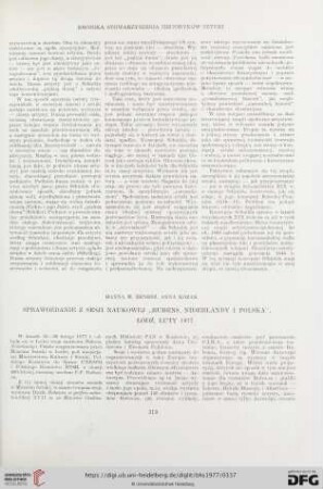 Sprawozdanie z Sesji Naukowej "Rubens, Niderlandy, i Polska", Łódź, luty 1977