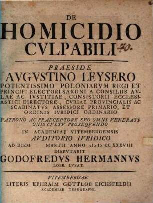De homicidio cvlpabili