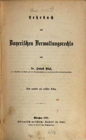 Lehrbuch des bayerischen Verwaltungsrechts. [1]