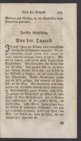 Zwölfte Abtheilung. Von der Tugend