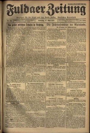Erste Ausgabe vom Sonntag, den 17. Mai 1925.