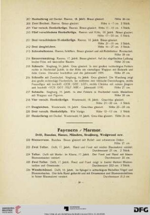 Fayencen/Marmor (Nr. 222-263)