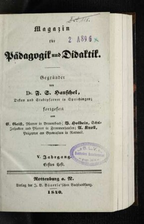 5: Magazin für Pädagogik und Didaktik - 5.1840