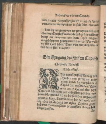 Ein Eyngang des fünfften Capitels Christoffs Rudolffs