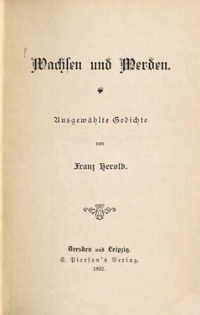Wachsen und Werden