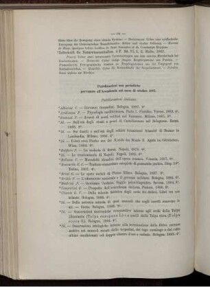 Pubblicazioni non periodiche pervenute all' Accademia nel mese di ottobre 1887.