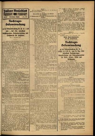 Zweite Ausgabe vom Samstag, den 01. Dezember 1917.