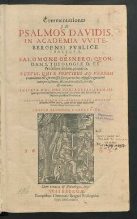 Commentationes In Psalmos Davidis